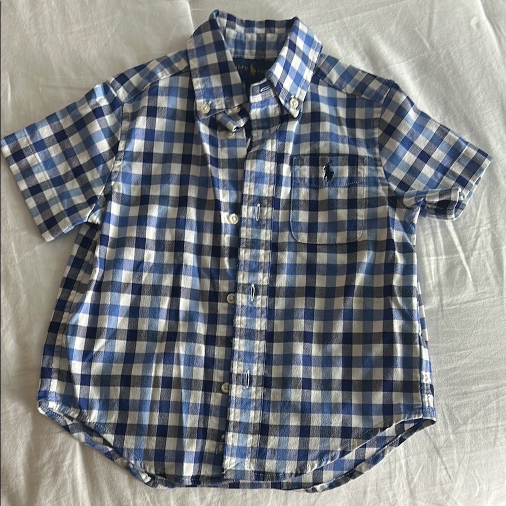 Ralph Lauren Blue and White Plaid Shirt